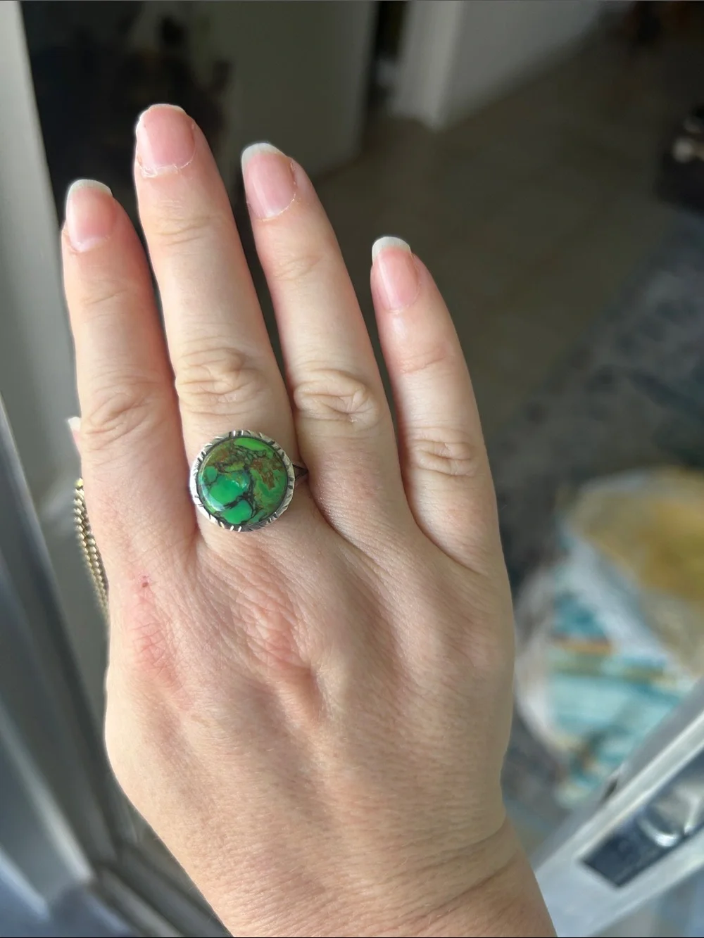 Vintage Mojave Turquoise Stamped Sterling Silver 925 Ring
